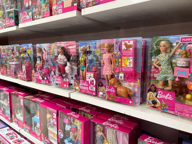 FILE PHOTO: Barbie toys are on display for sale at a toy store in Beirut