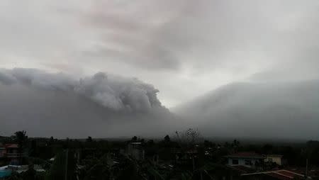 Mount Mayon erupts in Legazpi City, Philippines, January 13, 2018 in this still obtained from social media. Picture taken January 13, 2018. Raymund Mark Nayve/via REUTERS