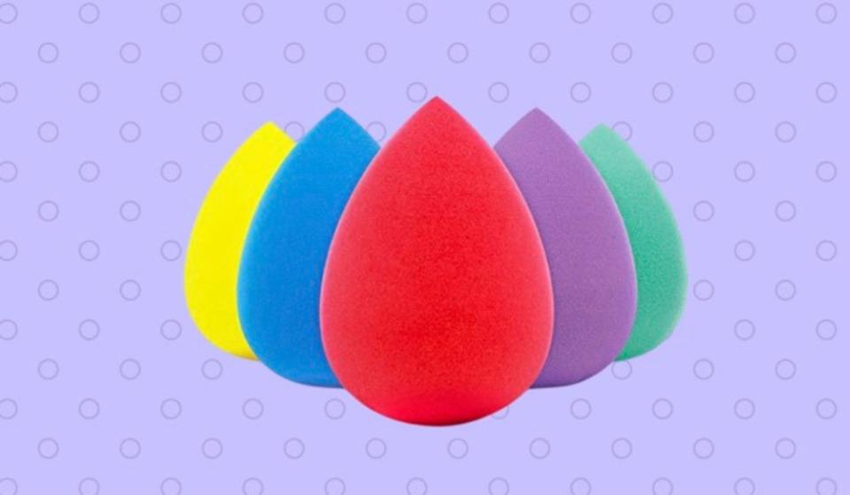 set of five makeup sponges in different colors