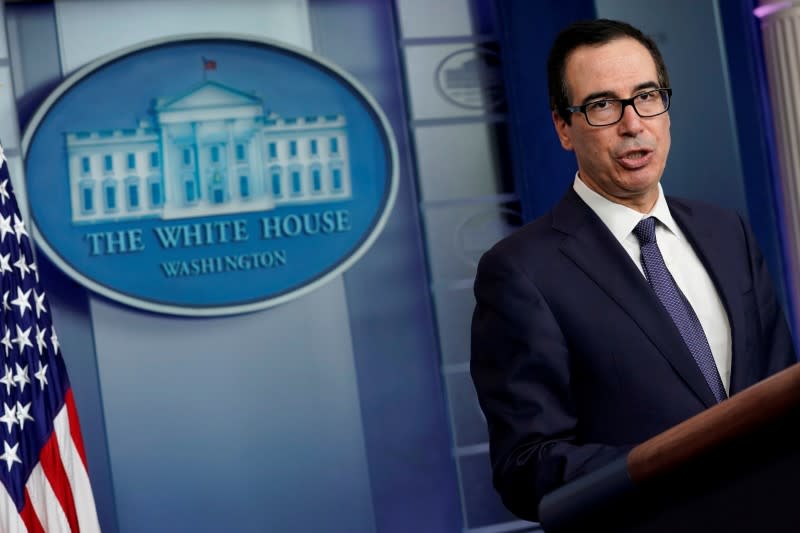 FILE PHOTO: Treasury Secretary Steve Mnuchin speaks at a news briefing