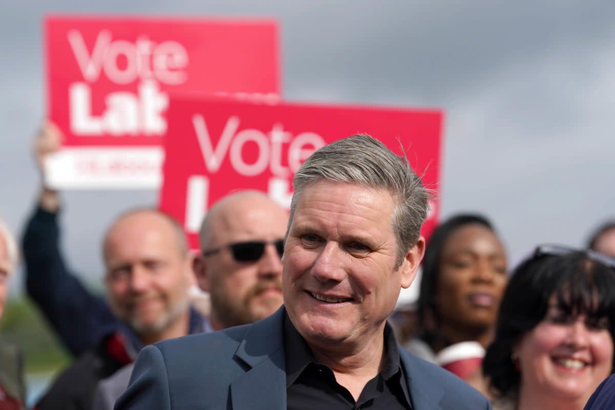 Starmer visits Chatham in Kent after Labour took control of Medway Council in last Thursday’s elections (PA)