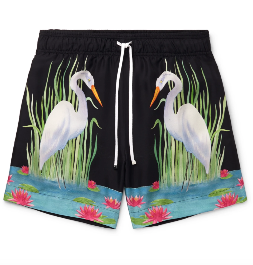 Printed Silk-Twill Drawstring Shorts