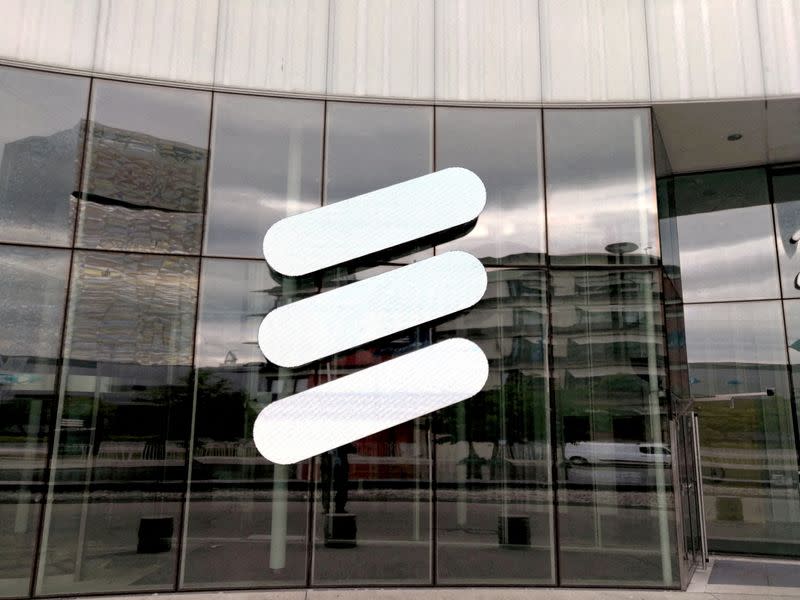 FILE PHOTO: The Ericsson logo is seen at the Ericsson's headquarters in Stockholm