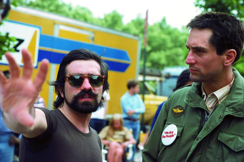 <p>De Niro and Scorsese on the set of <i>Taxi Driver </i>in 1975. The film would be released in 1976 following the success of 1974's <i>Alice Doesn't Live Here Anymore</i>.</p>