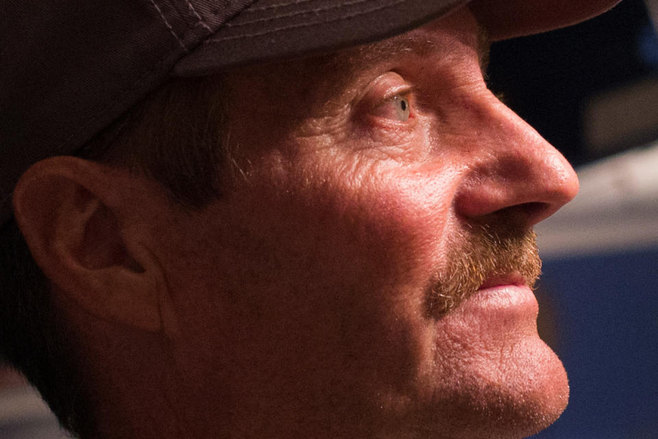 <p>Tangier Mayor James “Ooker” Eskridge is photographed during an interview at the Fisherman’s Corner restaurant on Tangier Island, Virginia, Aug. 2, 2017. (Photo: Adrees Latif/Reuters) </p>