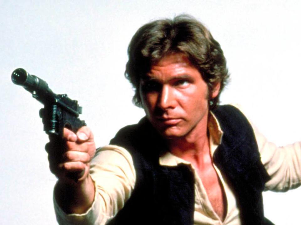 Han Solo (Harrison Ford) with blaster (LucasFilm)