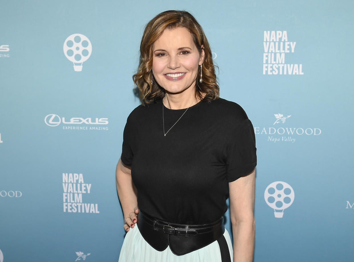 NAPA, CA - NOVEMBER 09:  Actress Geena Davis attends the Napa Valley Film Festival to receive the Davis Estates Visionary Tribute on November 7, 2018 in Napa, California.  (Photo by Steve Jennings/WireImage)