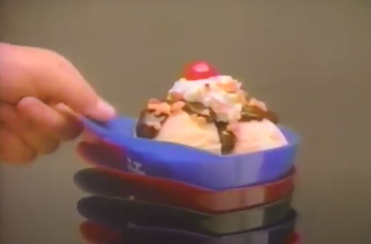 A Sundae inside Dodgers helmet bowl