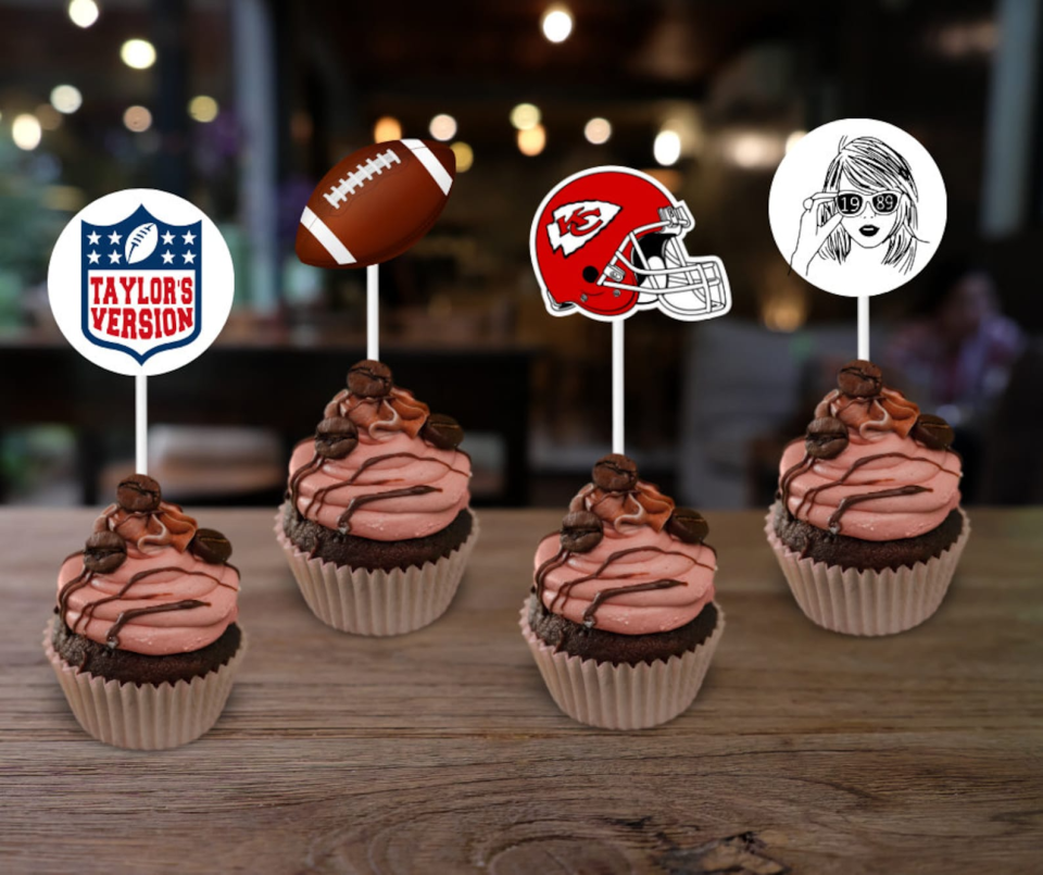 12 Chiefs and Taylor Swift Football Cupcake Toppers Etsy
