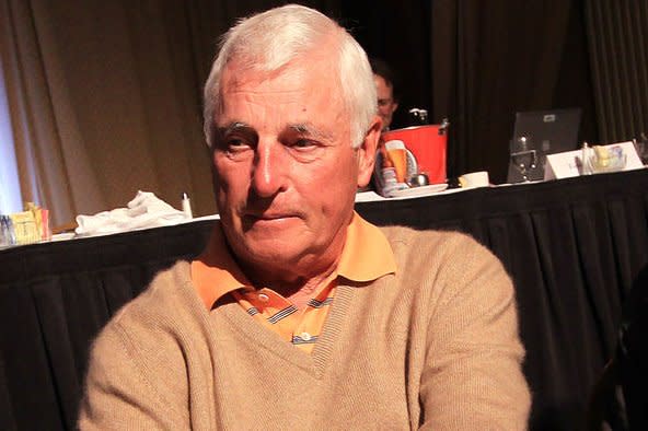Legendary Hall of Fame college basketball coach Bob Knight, who led Indiana University to three NCAA titles and was as well-known for his fiery temper, died Wednesday at the age of 83. File photo by Bill Greenblatt/UPI