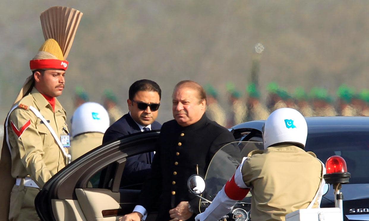 <span>Nawaz Sharif attends the Pakistan Day military parade in Islamabad in March 2017.</span><span>Photograph: Faisal Mahmood/Reuters</span>