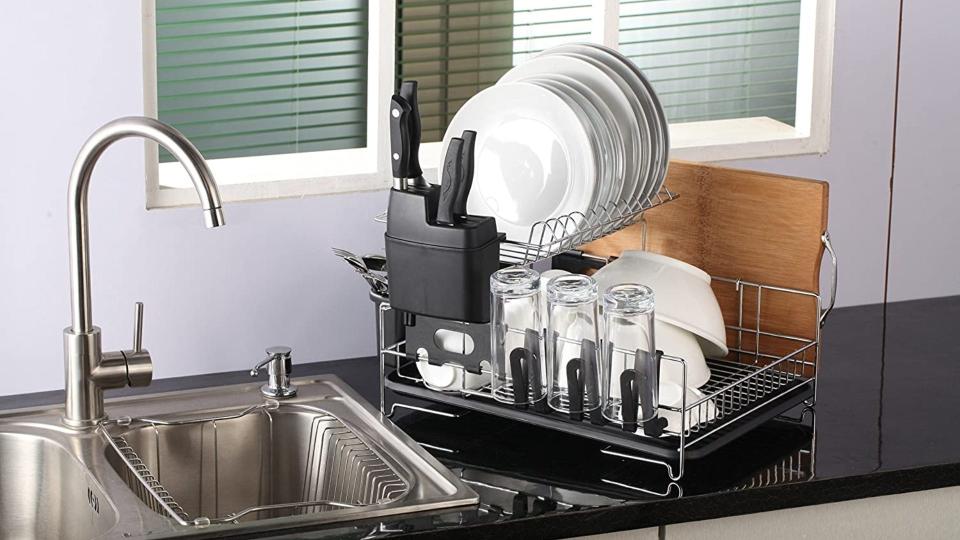 This dish rack has room for everything.