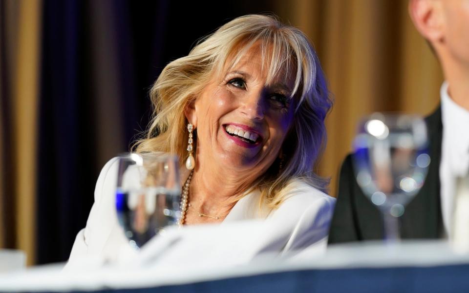 First lady Jill Biden attends the annual White House Correspondents' Association dinner, Saturday, April 30, 2022, in Washington. (AP Photo/Patrick Semansky) - Patrick Semansky /AP