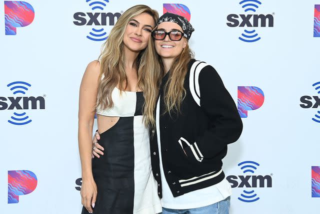 <p>Araya Doheny/Getty Images</p> Chrishell Stause and G Flip at the SiriusXM Studios in L.A. on May 25, 2023