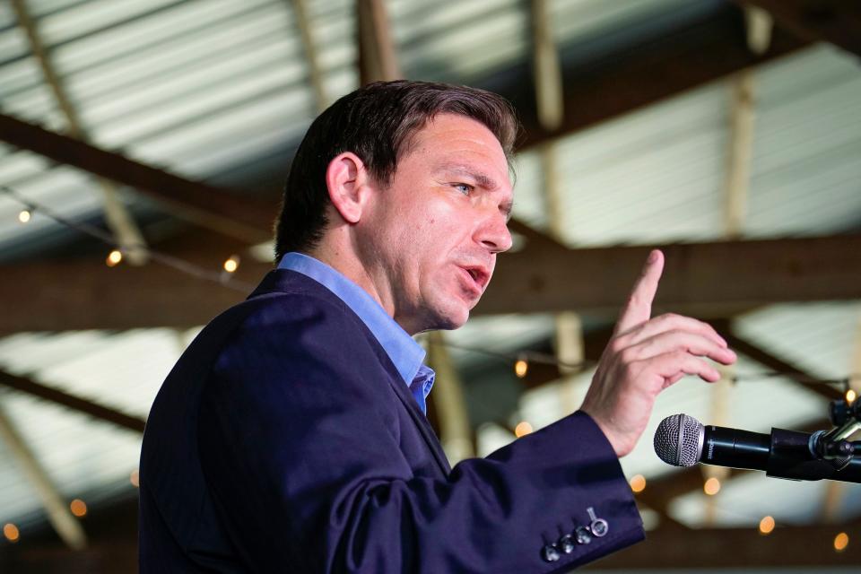 Florida Gov. Ron Desantis, a Republican presidential hopeful, speaks during a campaign stop in Gilbert, S.C., June 2, 2023. (Nicole Craine/The New York Times)