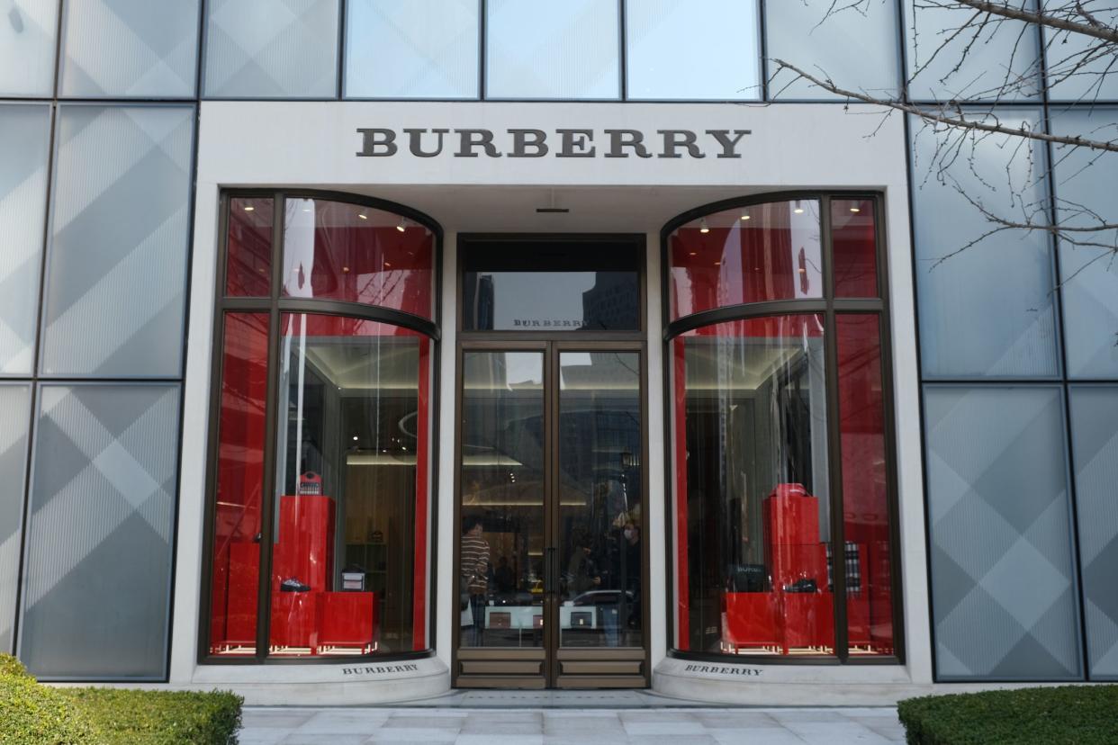 Shanghai.China-Feb.2021: Facade of Burberry store. A British luxury fashion brand