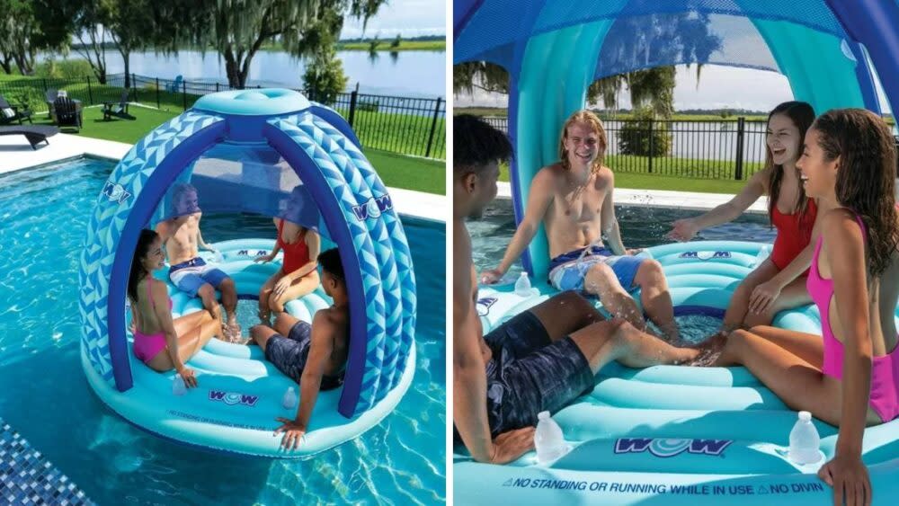 WOW Sports Pool Island Float, Inflatable Float with Canopy