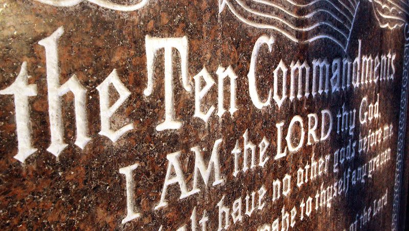 The Ten Commandments monument is pictured in Pleasant Grove on Feb. 9, 2006.