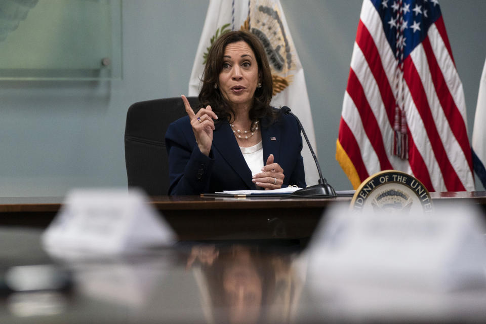 Vice President Kamala Harris speaks during a roundtable discussion with faith leaders in Los Angeles, Monday, June 6, 2022. Harris discussed challenges, including women's reproductive rights and the rise of hate. (AP Photo/Jae C. Hong)