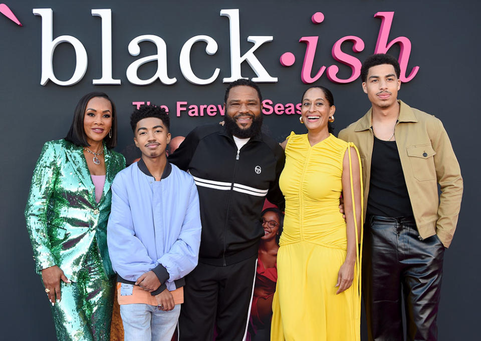 Vivica A. Fox, Miles Brown, Anthony Anderson, Tracee Ellis Ross and Marcus Scribner attend ABC’s ‘Black-ish’ Los Angeles special screening event on June 6. - Credit: Gregg DeGuire/FilmMagic