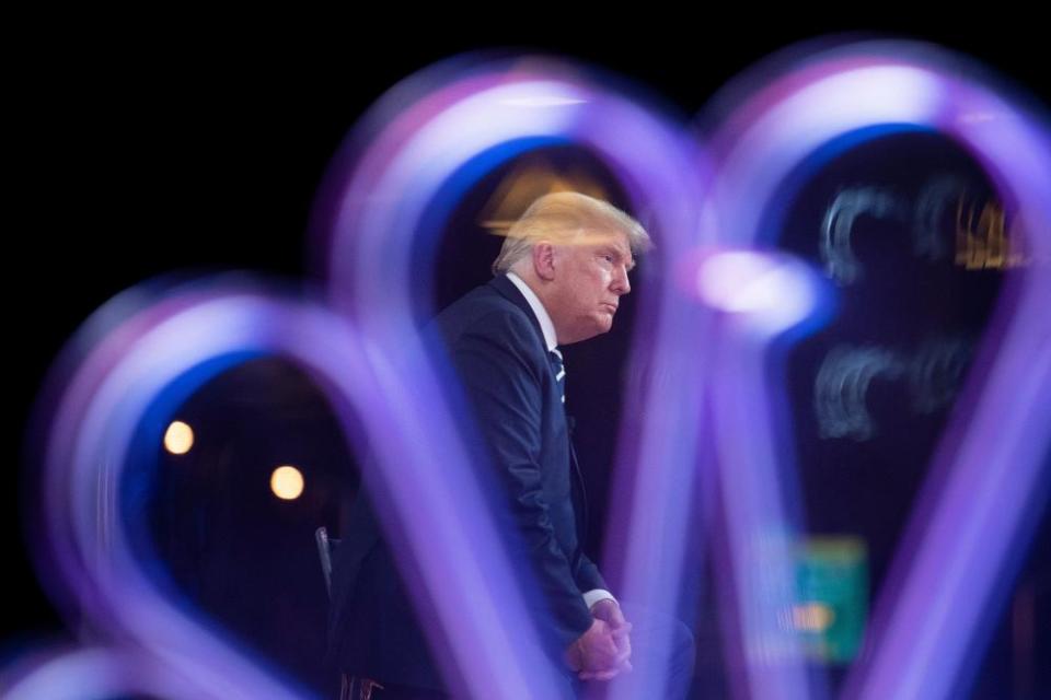 US President Donald Trump participates in an NBC News town hall event at the Perez Art Museum in Miami on October 15, 2020.