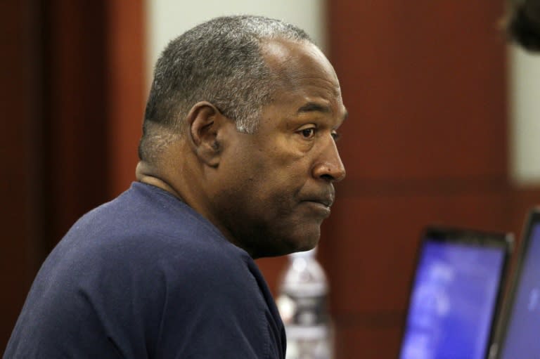 O.J. Simpson listens to a testimony during a hearing at Clark County District Court in Las Vegas, Nevada, in 2013