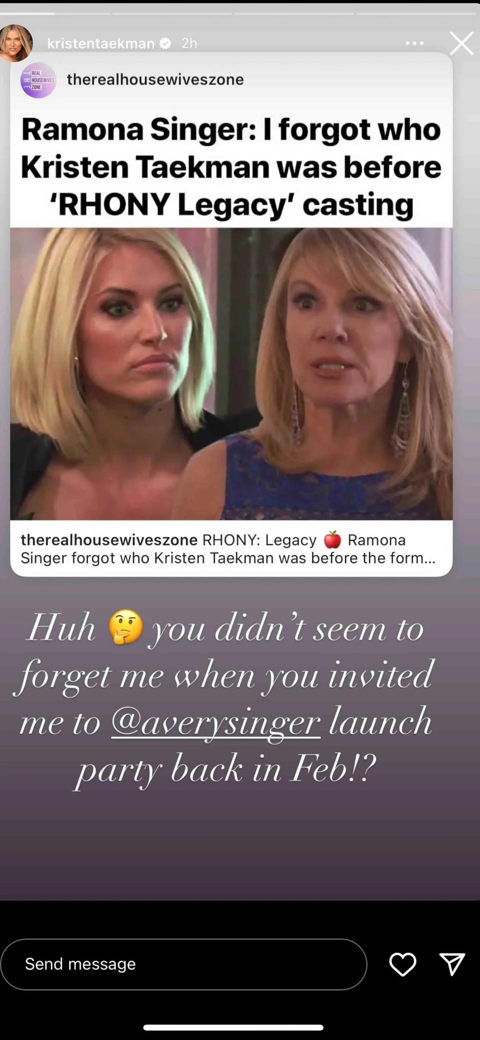 Credit: @kristentaekman Instagram Story