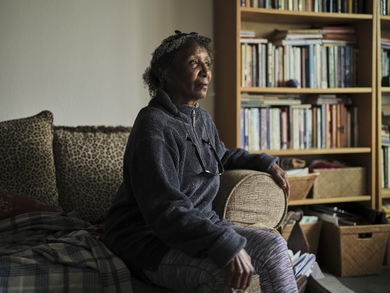 Jackie Kirks, who had more than $4,000 stolen from her EBT account,  at her home in Long Beach, Calif. on May 3, 2024. (Philip Cheung/The New York Times)
