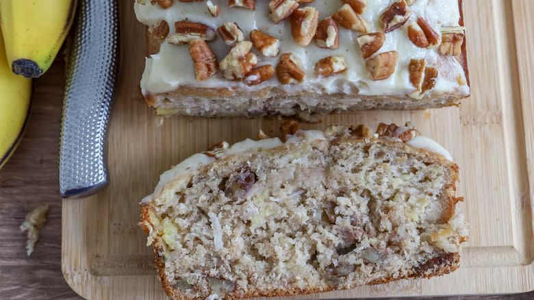 sliced frosted hummingbird bread