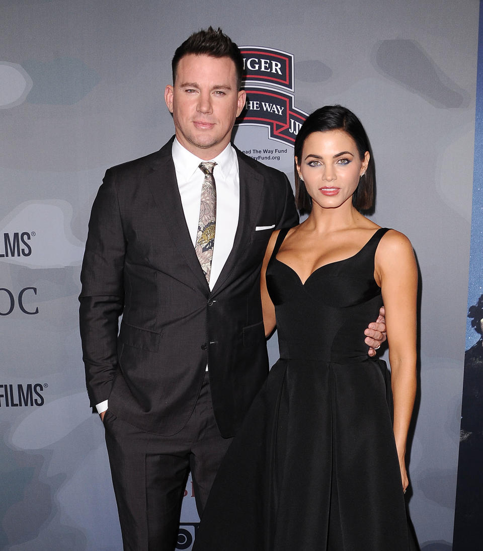 LOS ANGELES, CA - NOVEMBER 06:  Channing Tatum and Jenna Dewan Tatum attend the premiere of "War Dog: A Soldier's Best Friend" at Directors Guild Of America on November 6, 2017 in Los Angeles, California.  (Photo by Jason LaVeris/FilmMagic)