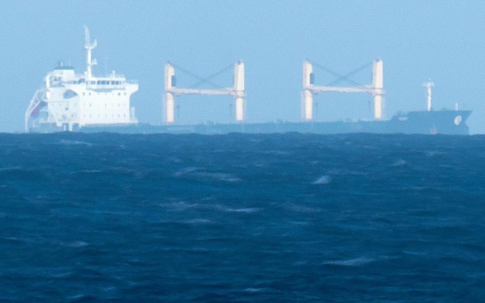 The cargo ship is floating three kilometres outside British waters north of Margate, east of the Thames Estuary