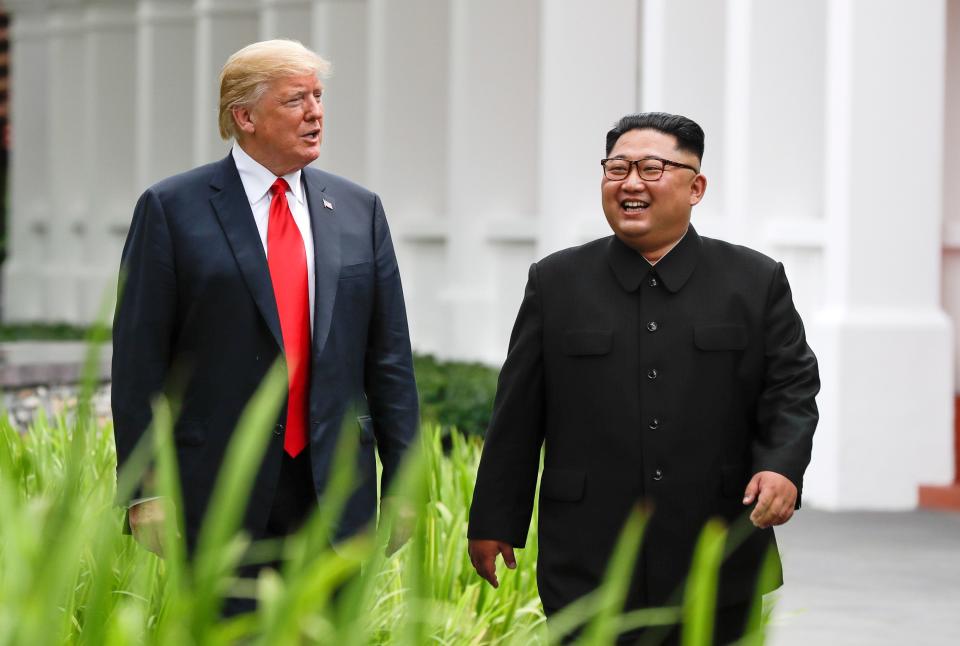 President Donald Trump and North Korea leader Kim Jong Un on June 12, 2018, in Singapore.