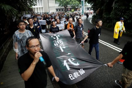 Teachers protest against the extradition bill in Hong Kong