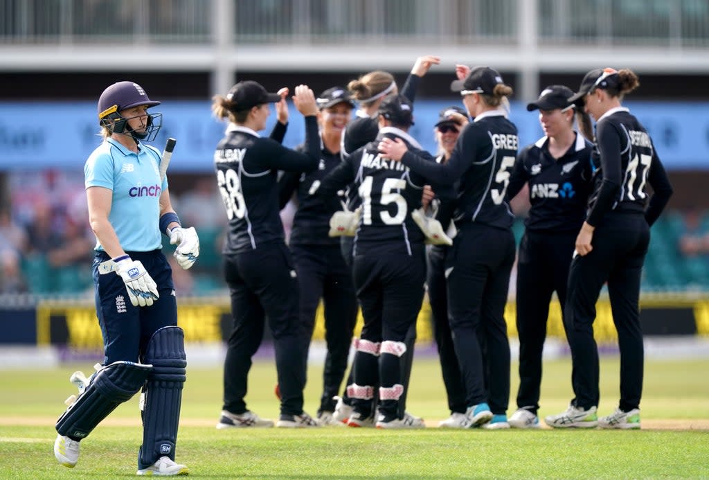 England’s Heather Knight leaves the pitch after being dismissed (Mike Egerton/PA) (PA Wire)