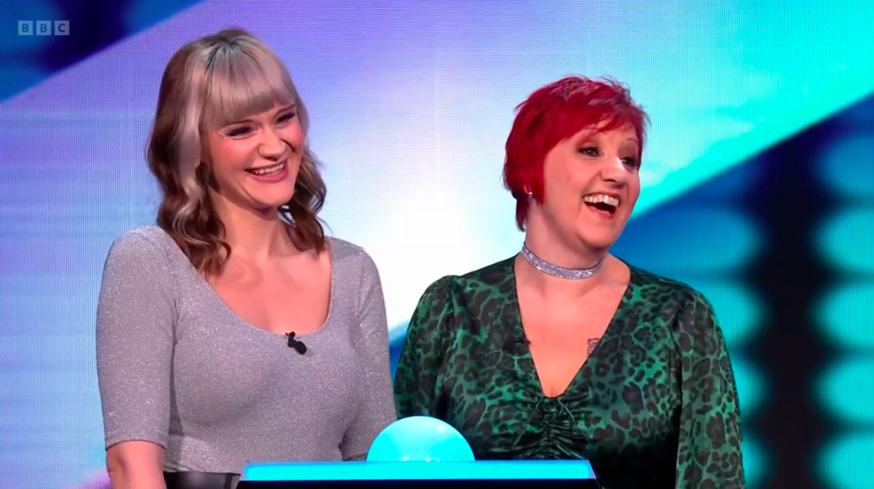 The Hit List contestants Phoebe and Sharon. (BBC screenshot)