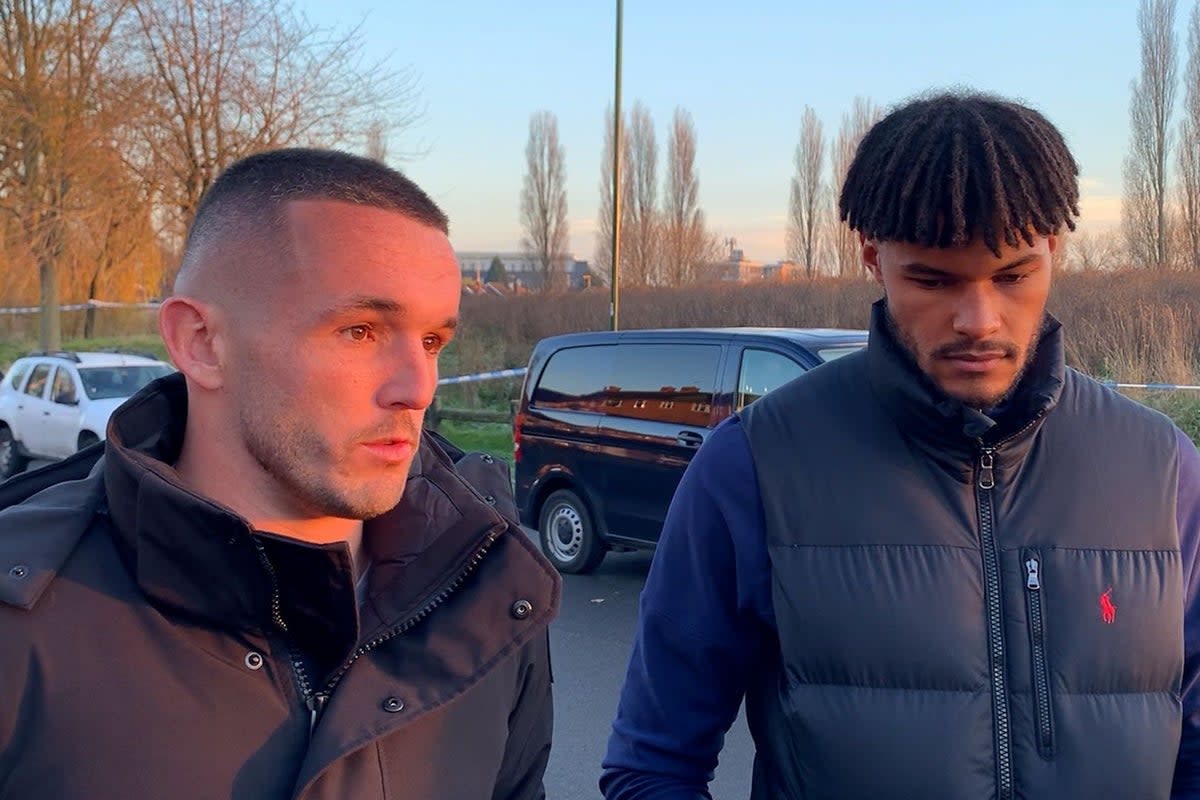 Aston Villa duo John McGinn and Tyrone Mings paid their respects to the children who died in a frozen lake (Richard Vernalls/PA) (PA Wire)