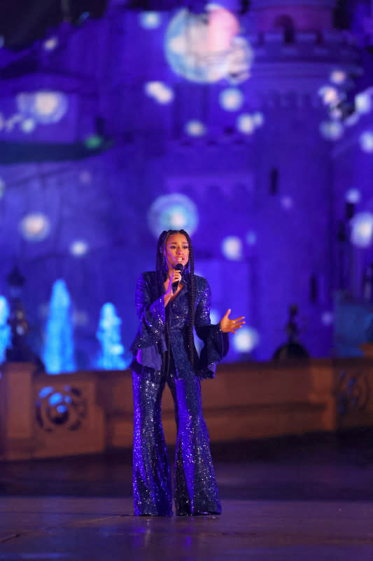 Debose in her Princess Jasmine-inspired Markarian trouser set.<p>Photo: Marc Piasecki/Getty Images for Disney</p>