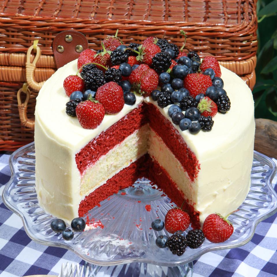 Red, White, and Berry Cake