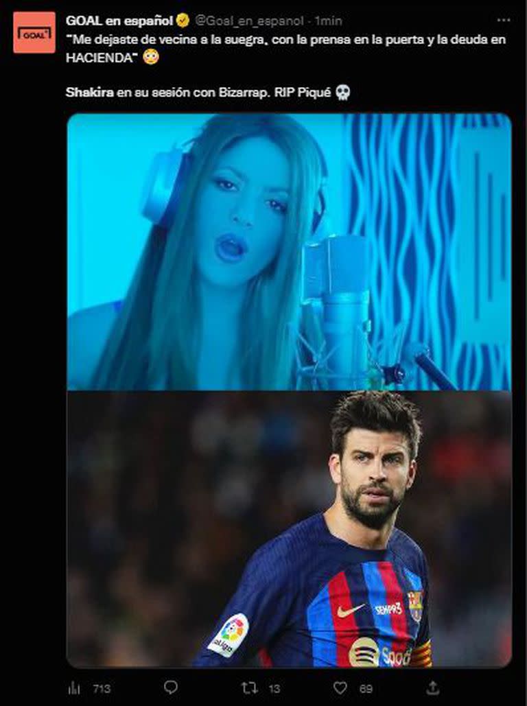 Meme sobre la canción de Shakira en el Music Session 54 de Bizarrap