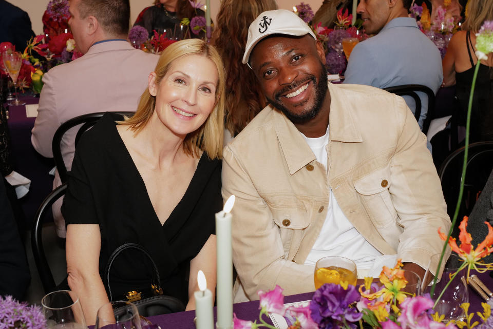 Kelly Rutherford and Yinka Ilori attend a dinner hosted by Dior to celebrate the opening of "Judy Chicago: Revelations" at Serpentine North in London