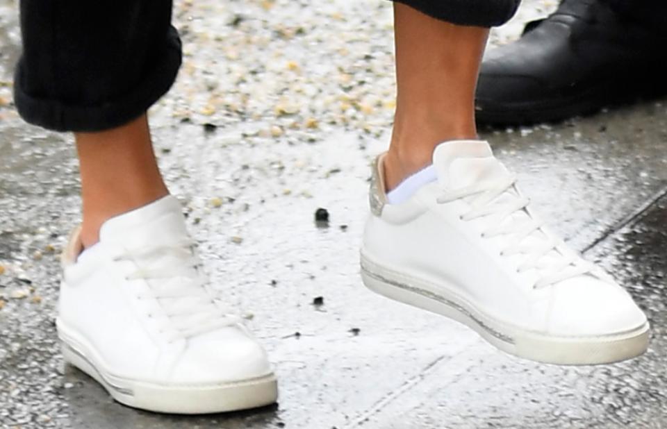 jennifer lopez shoe style, René Caovilla crystal-embellished sneakers