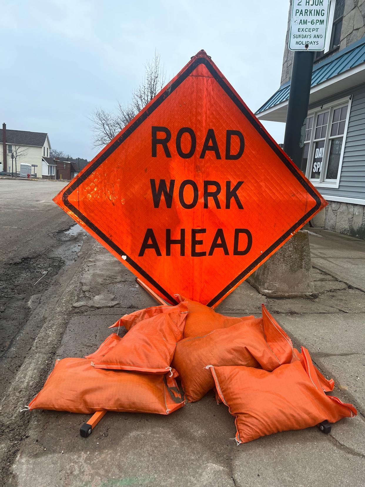 Road construction will continue in downtown Charlevoix through June.