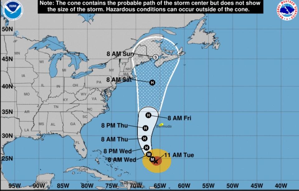 As of Tuesday morning, the projected path of Hurricane Lee shows the storm potentially hitting Cape Cod, but AccuWeather says it's most likely to make landfall in Nova Scotia, Canada.