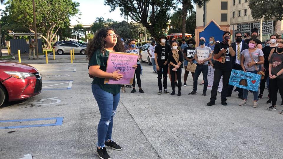 Nicole Almeida Sinder, an attorney and president of the Greater Miami chapter of the ACLU of Florida, said the state needs more police accountability. She took part in a protest in downtown Miami on Monday, June 8, 2020., with many of the protesters lawyers from the Miami-Dade Public Defender’s Office.