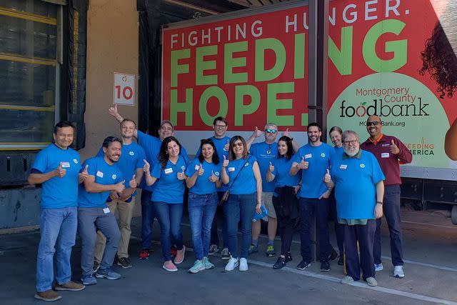 <p>HP</p> HP Inc. employees volunteering at Houston's Montgomery County Food Bank.