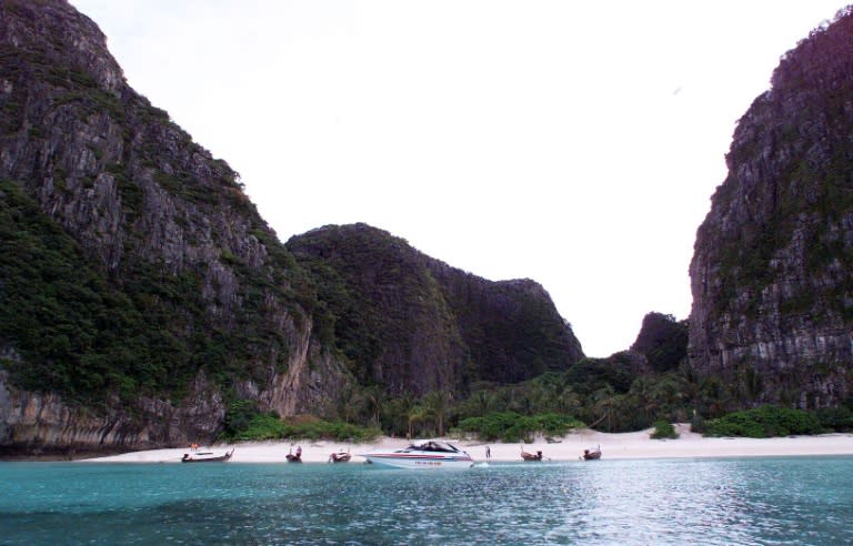 Maya Bay in January 1999 -- the day before the start of shooting for the film "The Beach", featuring Hollywoood star Leonardo DiCaprio
