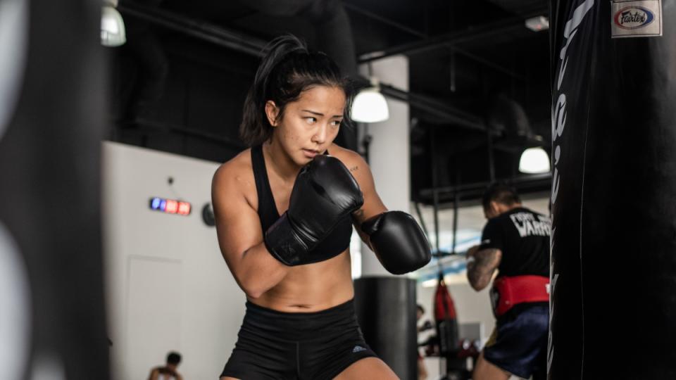 Korean MMA star Song Ka Yeon training Muay Thai at Evolve MMA. (PHOTO: Evolve MMA)  