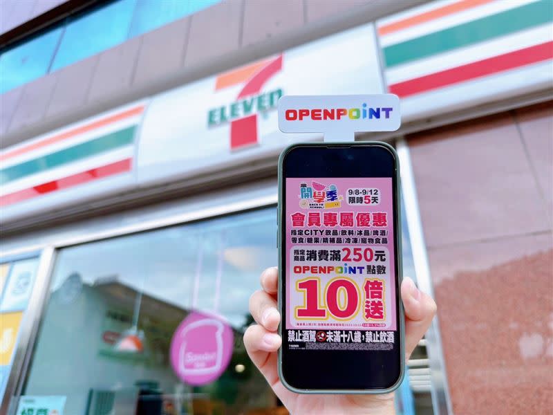 7-ELEVEN自9月8日起限時五天推出「開學季會員滿額 OPENPOINT點數10倍送」活動。（圖／超商業者提供）