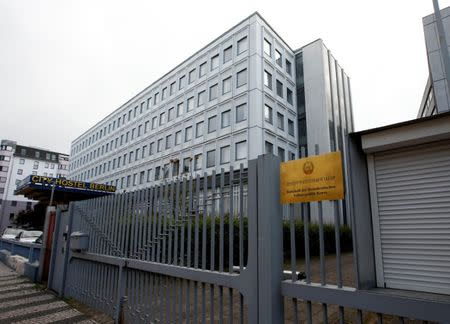 The City Hostel Berlin (L) and the compound of the North Korean embassy is pictured in Berlin, Germany, May 9, 2017. REUTERS/Fabrizio Bensch