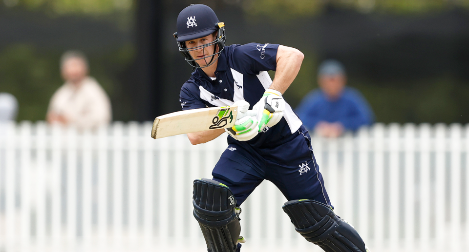 Pictured here is Sam Harper batting for Victoria against Tasmania.